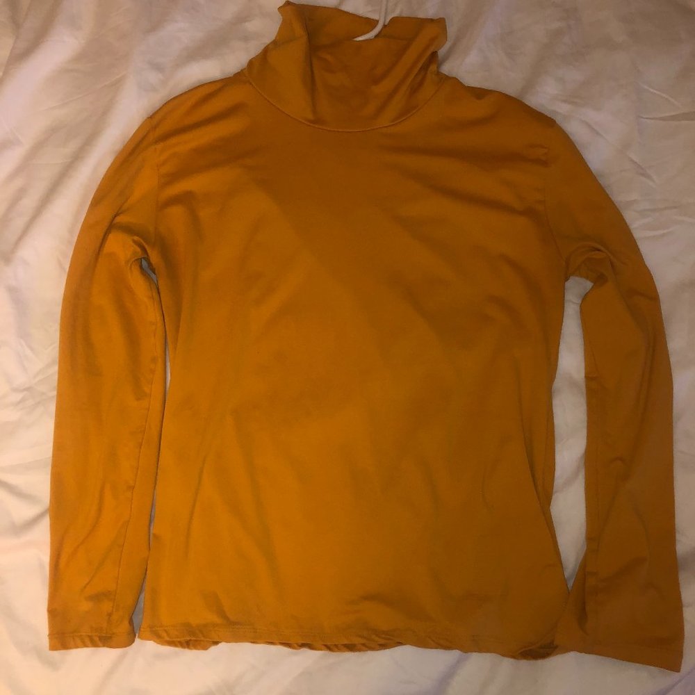 mustard yellow turtle-neck